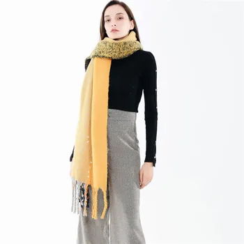 

European and American Fashion Autumn and Winter New Soft Pure Colored Long Coarse tassels Warm Cashmere Scarf Shawl