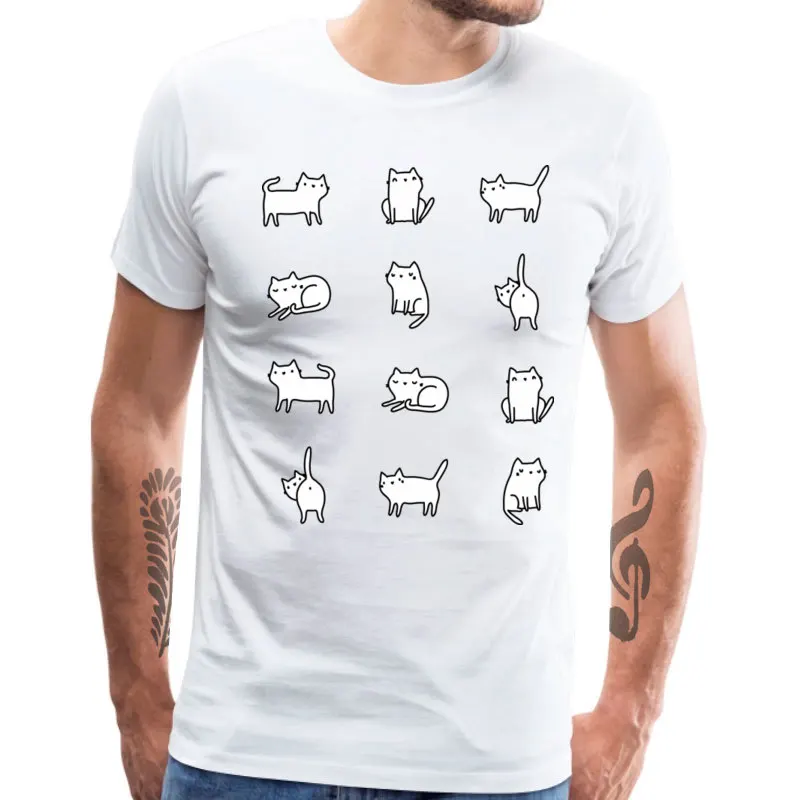 2018 Newest Men Tops & Tees Cats_Cats._1702 Printing Tshirts Cotton Short Sleeve Customized Tee Shirt Crew Neck Cats_Cats._1702 white