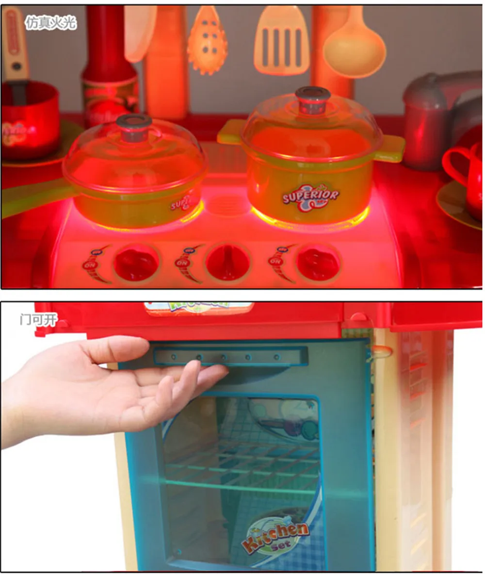Детская кухня ролевые игры приготовления пищи игры игрушки набор чемодан моделирование мини кухонная посуда дети с светильник музыка подарок для мальчиков и девочек