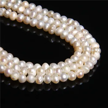 

4.5-5mm Natural white potato freshwater pearls beads loose Potato oval round pearl bead supply for women Jewelry Making Bracelet