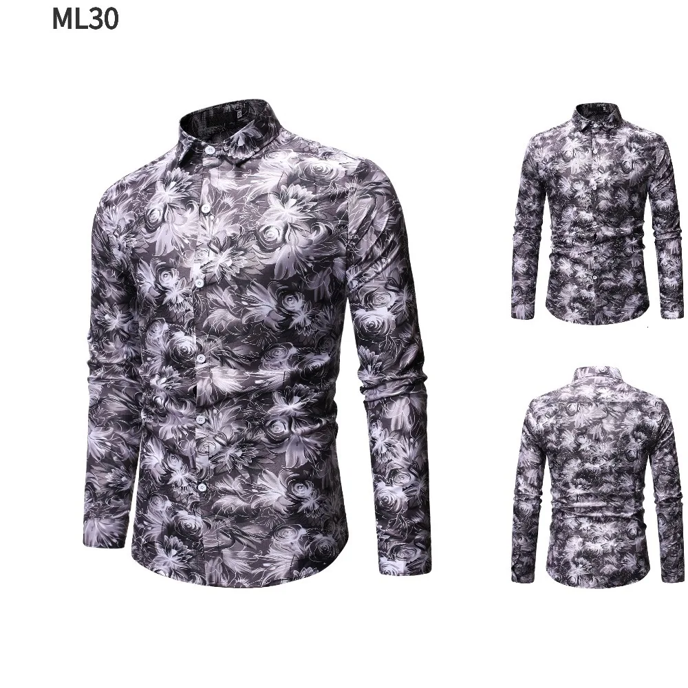Мужская гавайская рубашка мужская повседневная Camisa Masculina с принтом ананаса пляжные рубашки с длинным рукавом цветочные рубашки мужская