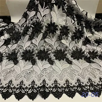 

African Lace Fabric 2020 Embroidered French cord guipure Lace Fabric High Quality French Tulle Lace Fabric For Wedding Party 01