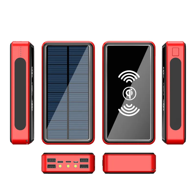 80000mAh Wireless Powerbank With Solar Panel Charger Four USB Output Ports One-way Quick Charge Apply to Xiaomi Samsung Iphone anker powercore 20000 Power Bank