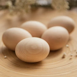 Wooden Baby Teether Egg Shape Wood Teething Pendant Accessories Children's Goods Toy Easter Gift Support Customization