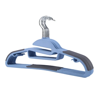 

10 Pack Coat Hangers, Premium Plastic Suits Hangers, Heavy Duty, S-Shaped Opening, Non-Slip Durable, 42 cm Wide, Gray
