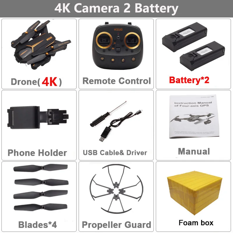 4K Camera 2B VISUO XS812 gps Радиоуправляемый Дрон с 5MP/4K HD камерой wifi FPV Радиоуправляемый квадрокоптер вертолет удержание высоты RTF подарок на рождение для детей VS XS809S E5 - Цвет: 4K Camera 2B