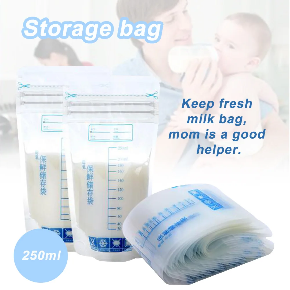10-20pcs 250ml Milk Freezer Bags Mother Milk Baby Food Storage Breast Storage Bag BPA Free Baby Safe Feeding Bags Feeding