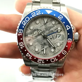 

40mm Bliger/Sterile Men's Watches Silver Case Sapphire Glass Blue GMT Date Window Automatic Mechanical Watch Clock