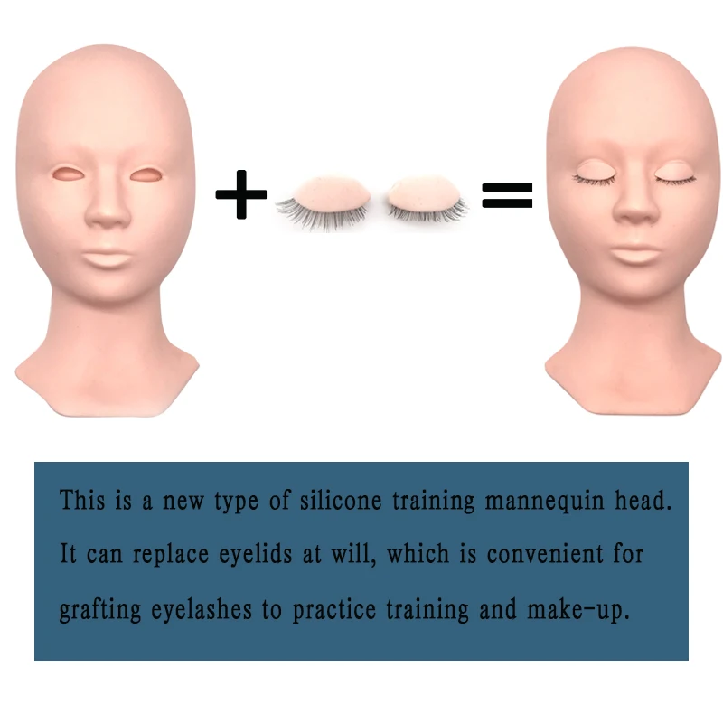 

Hot Sale Replaceable eyelids Eyelash Grafted Training Mannequin Head Practice Make Up Massage Eyelash Extensions Training Model