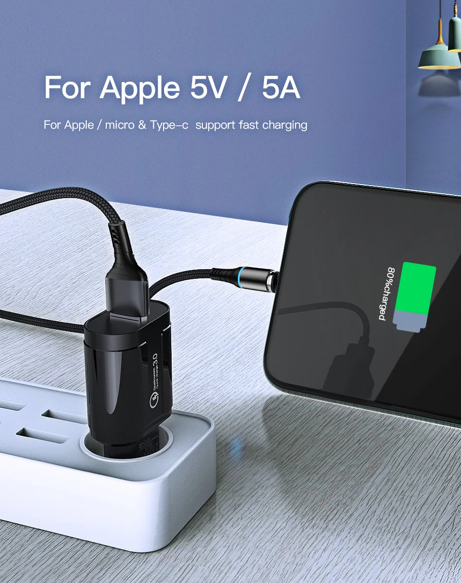 !ACCEZZ 5A Magnetic Cable Fast Charging For iPhone X 11 8 ipad Mini Xiaomi Realme Micro USB Type C Magnet Charger Data Sync Cord (7)