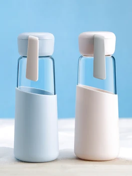 

Fashion Portable Water Bottle Glass Colorful Transparent School Water Bottles for Girls Outdoor Borraccia Useful Items AA50SP