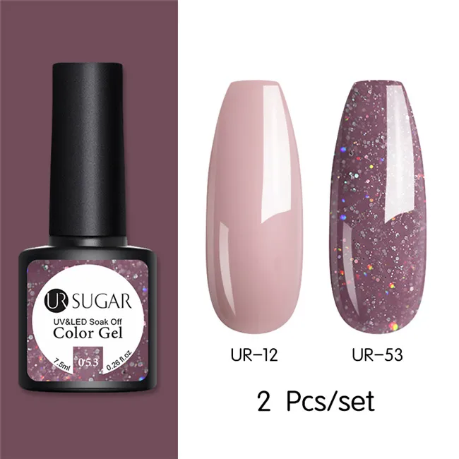 2pcs set9 Ur Sugar Блеск УФ набор гель-лаков для ногтей телесного цвета Цвет серии светодиодный Гель-лак для ногтей, Лаки! полупостоянная лак для ногтей с блестками гель 2 шт./компл - Цвет: 2pcs set9