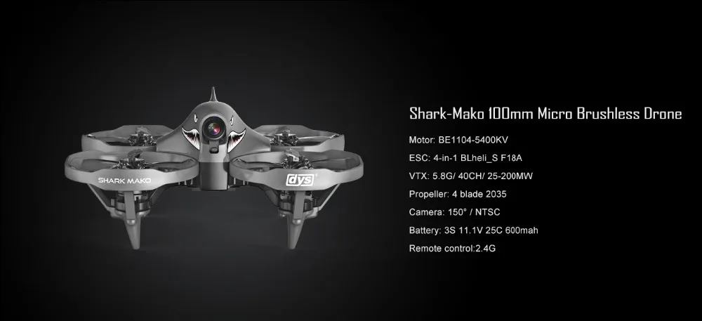 DYS Shark Mako 2,4G пульт дистанционного управления совместим с D8R Frsky приемником и 500 м дистанционным управлением(левая дроссельная заслонка