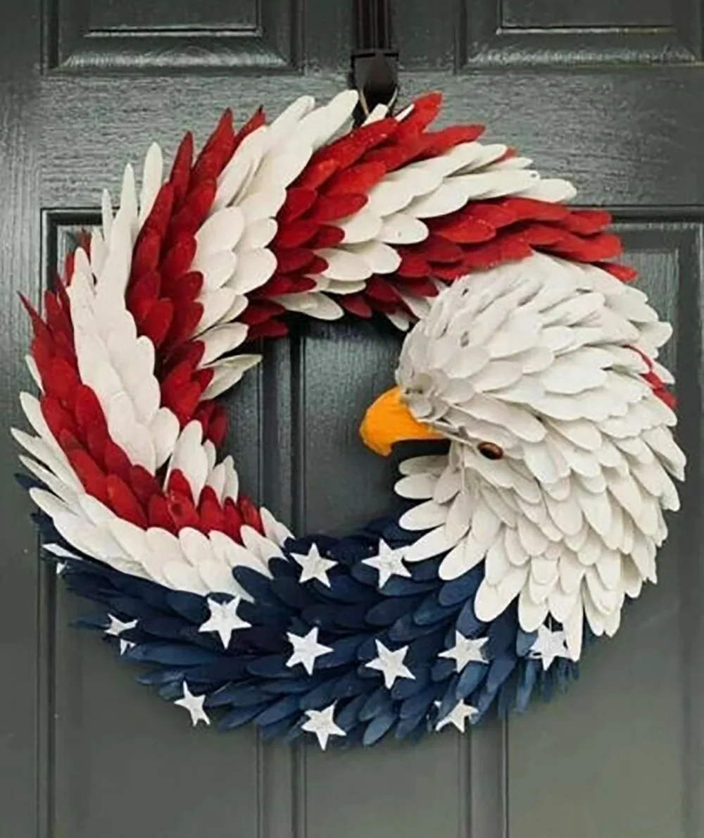Patriotic Wreath for Front Door Election Vote President Details about   American Eagle Wreath 