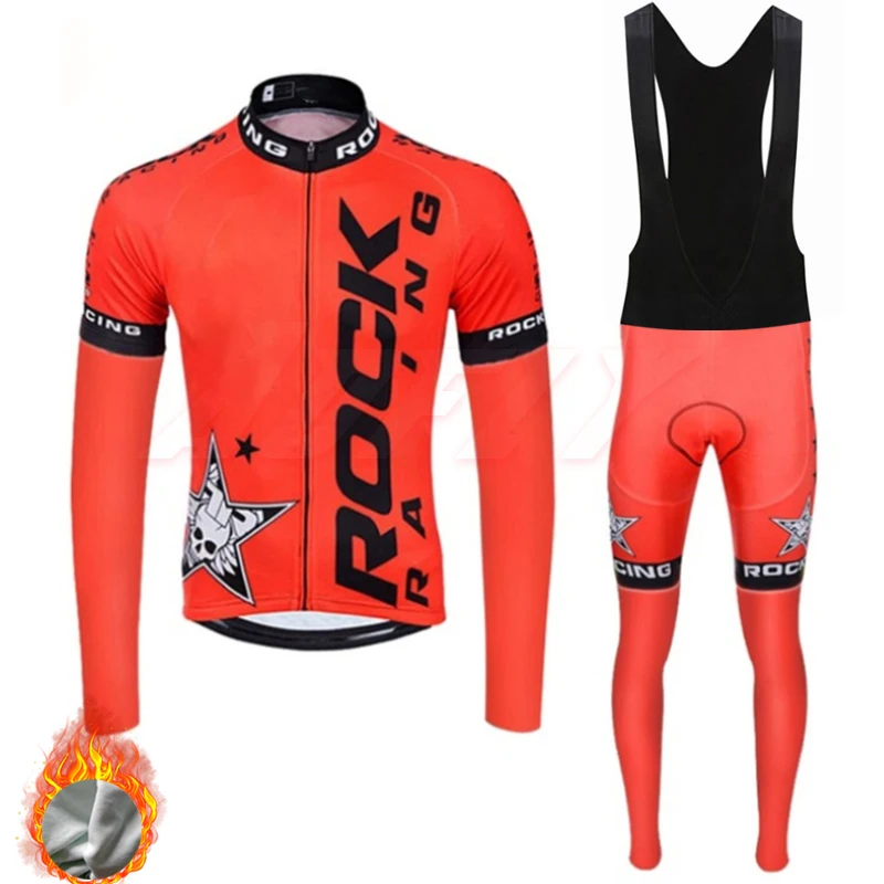 Зимний флисовый спортивный костюм pro team ROCK, черный цвет,, с длинным рукавом, для велоспорта, набор, теплый, MTB, быстросохнущий, одежда для велоспорта, Ropa ciclismo, гелевая подкладка