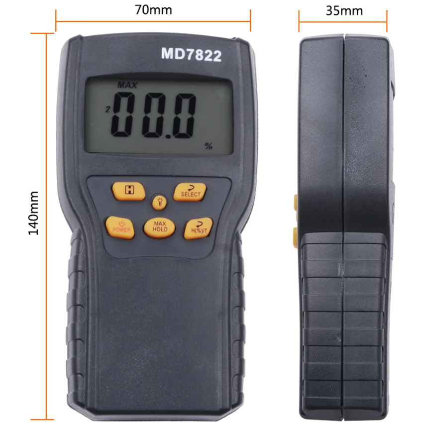 Portable Digital Moisture Tester with Long Probe, Backlight, Humidity Monitor, Hydrometer for Rice, Corn, Soybeans, Coffee Beans