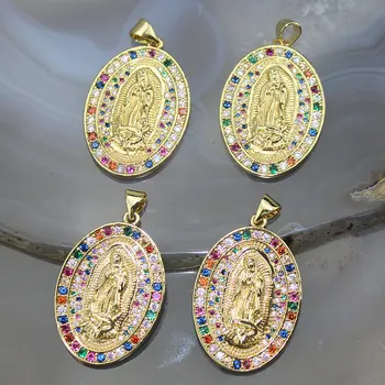 

22*30mm 10pcs/lot High quality Virgin Mary cz pendant, religion cubic zircon charm, exquisite bracelet/necklace component