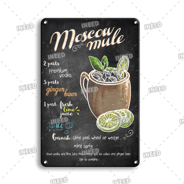 INEED Vintage Metal Tin Sign Decorations Gin & Tonic Cocktail Plate Decorative Poster Plaque Retro Bar Kitchen Home Wall Decor 10547