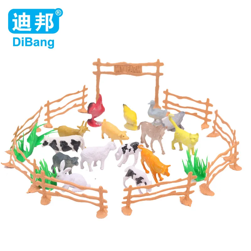 Dibang-0737 15 2-дюймовый птицы животных Семья фермы отправить забор модель игрушка Животные