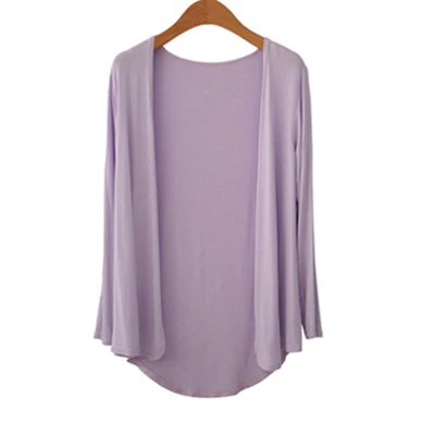 Round Hem PalePurple Makuluya Женская милая одноцветная Модальная женская верхняя одежда короткие свитера женские повседневные кардиганы с длинным рукавом пальто размера плюс L6 - Цвет: Round Hem PalePurple