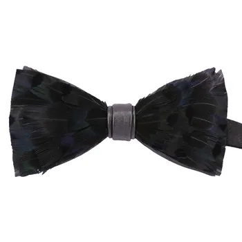 

Feather Bow Tie Top-grade Men's Unisex Nightclub Wedding Groom Suit Shirt Accessories Trendy Gradient Black Feather Bowtie Gifts