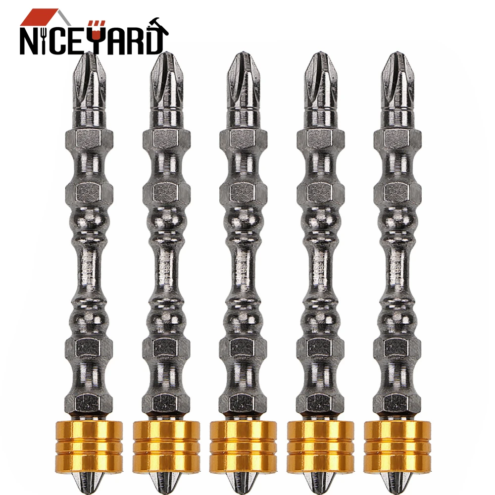 

NICEYARD 5pcs/Set Magnetic Bit Set For Drywall Screws 65mm Double Head Phillips Electronic Screwdriver Bit Hand Tools