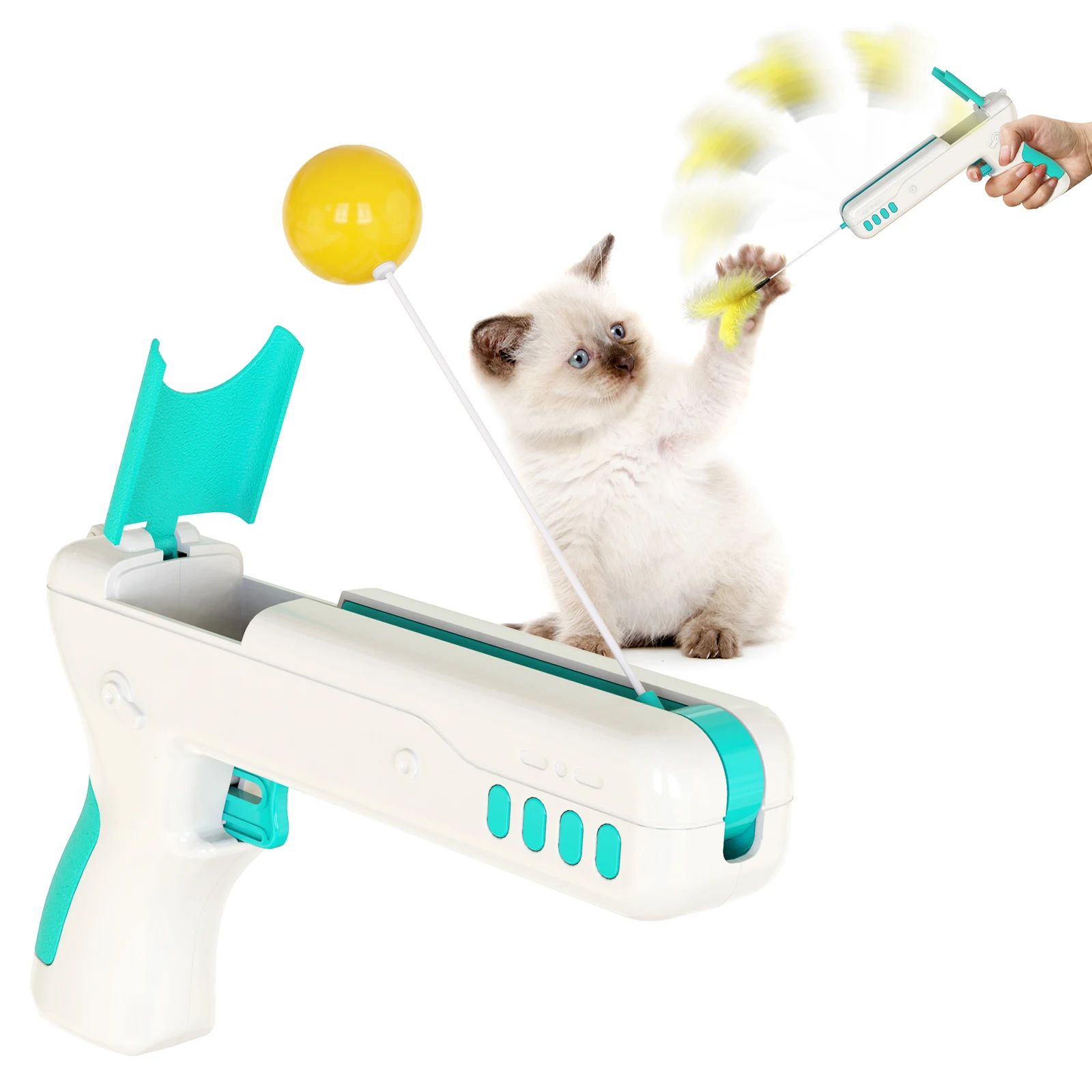 Funny cat gun, funny cat stick, feather cat toy, interactive cat toy, used in pet supplies such as kittens and puppies