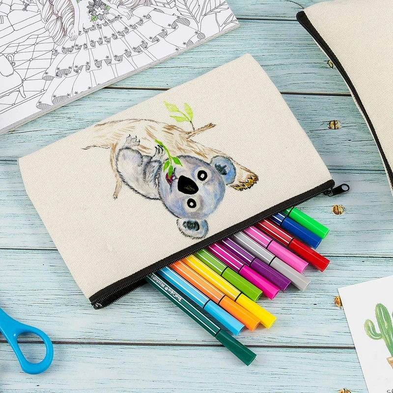 Cena 12 Pack Canvas torby na zamek błyskawiczny, puste DIY Craft woreczki na kosmetyczka podróżna torebki na makijaż, piórnik, torby na prezent na przyjęcie, moneta gotówka Pur