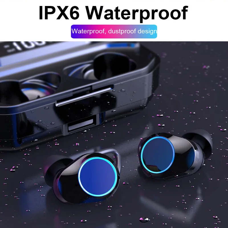 G02 TWS Bluetooth 5.0 Stereo Earphone Wireless Earphones IPX7 Waterproof Earphones 3300mAh LED Smart Power Bank Phone Holder