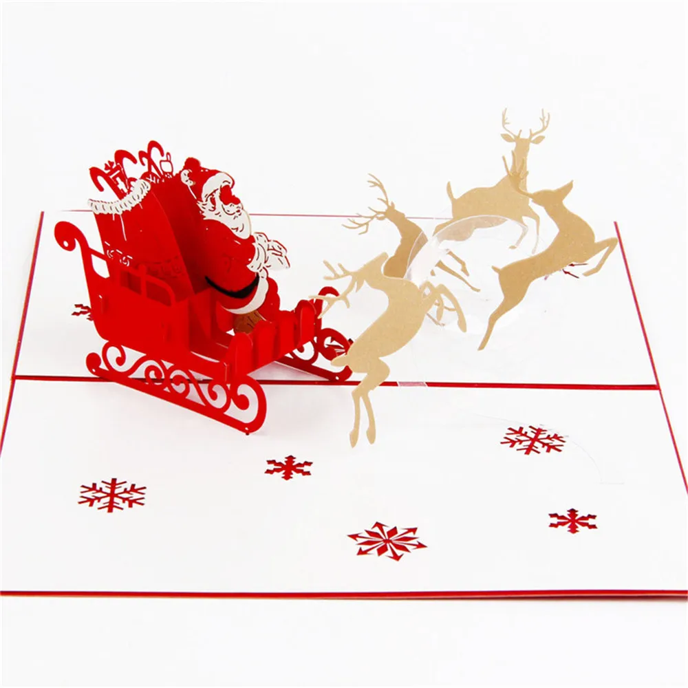 3D стерео всплывающие поздравительные карты с конвертом лазерная резка открытка для рождественской вечеринки украшения Рождественский подарок A30820 - Цвет: D