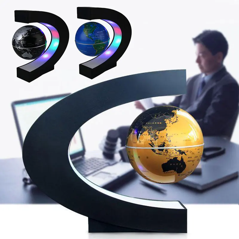  Globe Lamp Magnetic Levitation Decoration Study Living Room Globe Light Romantic World Map Home Bed