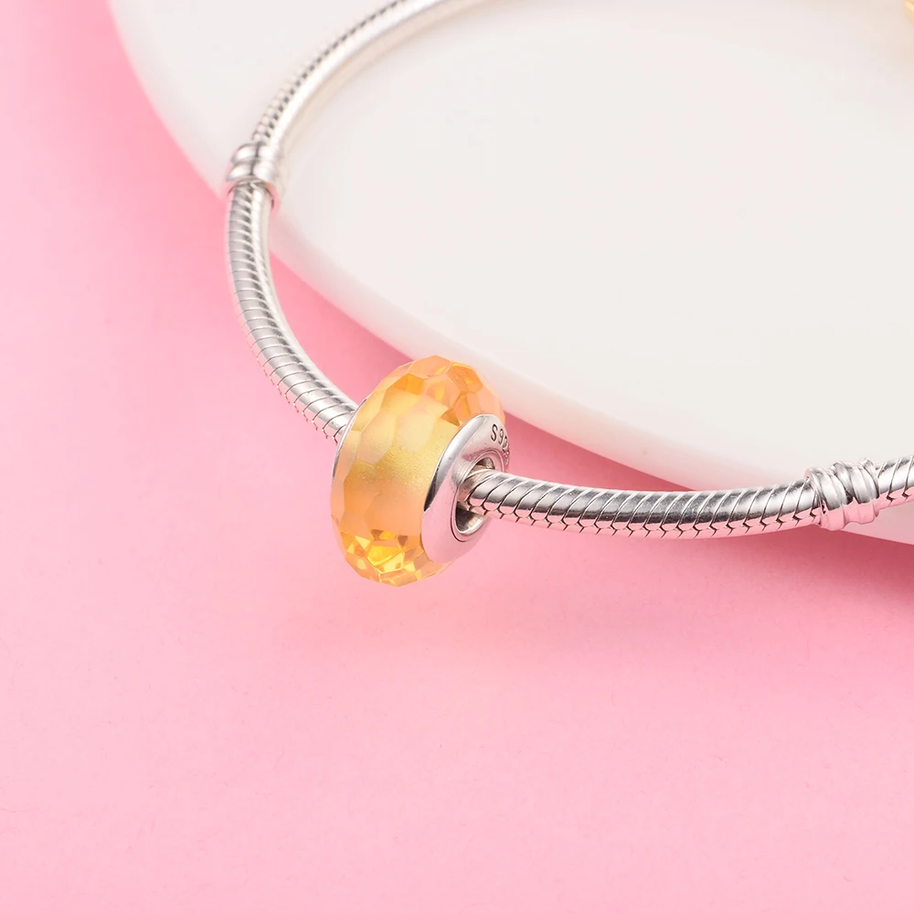 

Fit Europe Bracelets 925 Sterling Silver Fascinating Ochre Murano Glass Charm Beads for Women DIY Making Female Jewelry Kralen