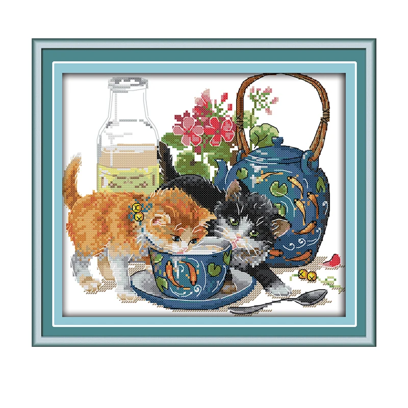 Набор для вышивки крестиком с рисунком кошки 14ct 11ct print canvas DMS вышивка ручная