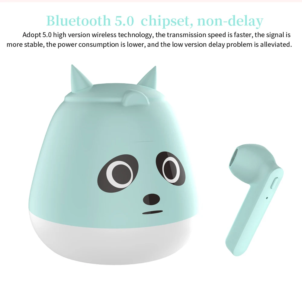 Cartoon Animal Lovely 5 0 TWS Bluetooth Earphones Mini Wireless Stereo HIFI Earbuds Headphones For Beauty Girl Women With Mic