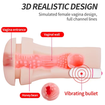 Male Masturbators for Men Vagina Vacuum Pocket Pussy Vaginator Endurance Exercise Masturbation Sex Toys Vibrator Masturb Cup 5