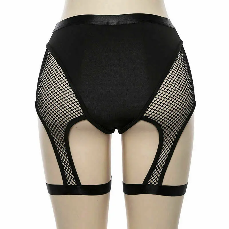 Womens Fish Net Swimwear Shorts Ladies Mesh Bathing Shorts Stocking Black See Through Swimwear