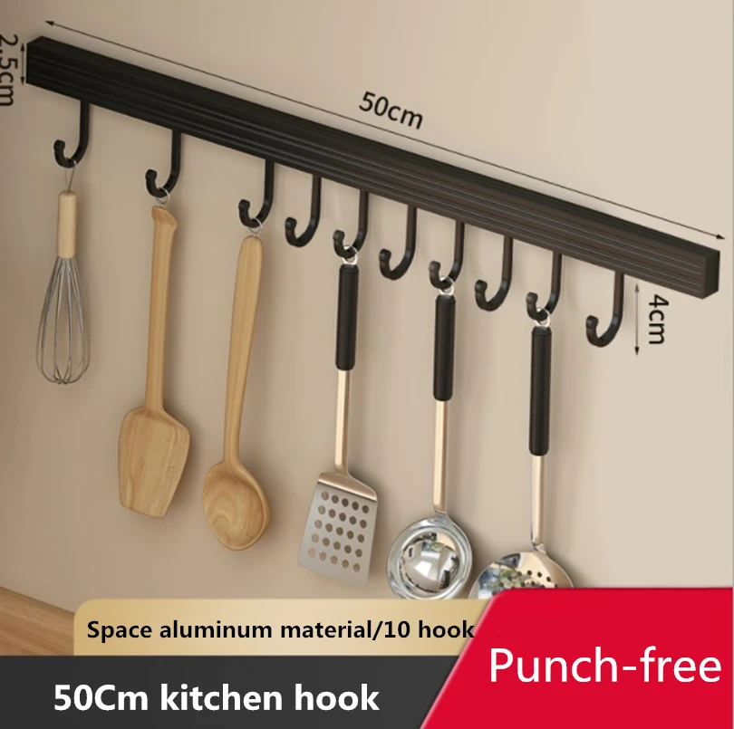 Anzuelos de pared para cocina, estante de almacenamiento de rotación, accesorios de cocina perforados gratis