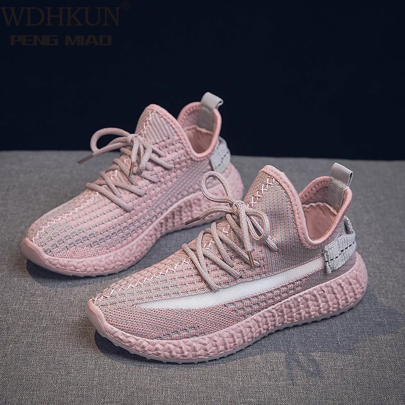 

Fashion Spring Summer Yellow Knitted Breathable Casual Shoes Women Sneakers Korean Sports Leisure Shoes Women Vulcanize Shoes