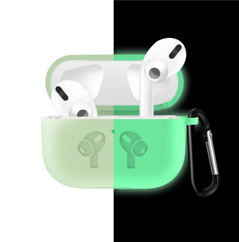 Мягкий силиконовый чехол для AirPods 3 BuckleShockproof чехол для Airpods Pro зарядный чехол светодиодный защитный чехол Аксессуары для наушников - Цвет: fluorescent green