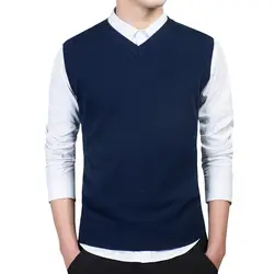 2019 новый дизайнерский Однотонный свитер жилет мужской кашемировый свитер шерстяной пуловер для мужчин брендовый пуловер без рукавов с