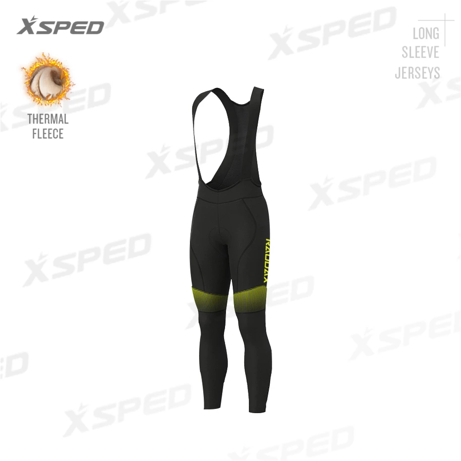 Bib Pants Мужская одежда для велоспорта, комплект из Джерси с длинным рукавом, зимняя куртка из теплого флиса для горного велосипеда, командная форма, теплый костюм флуоресцентного желтого цвета - Цвет: Bib Pants