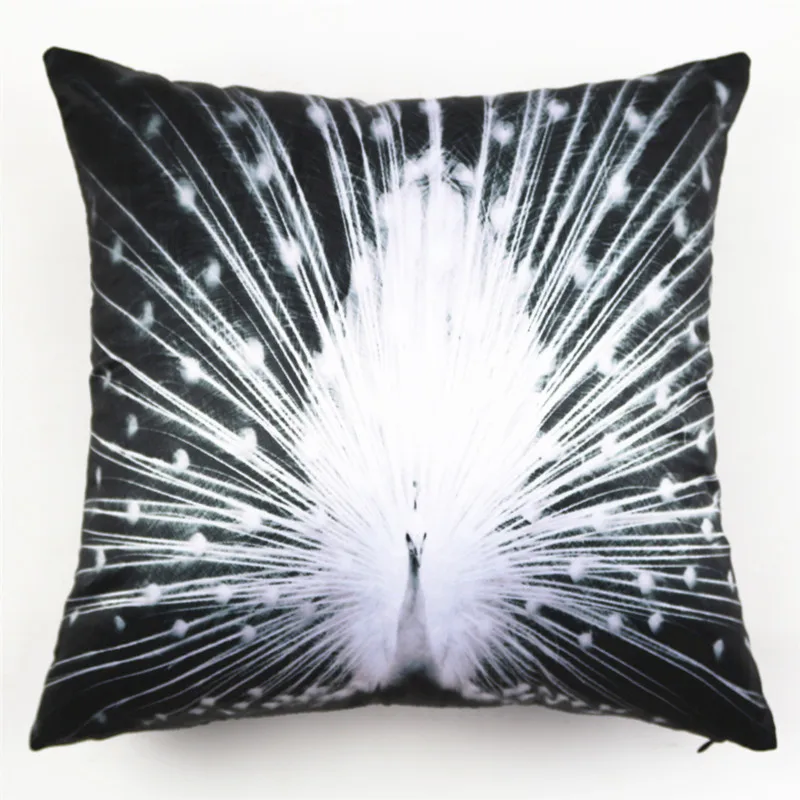 

Spot wholesale satin peach skin peacock series printing hug pillowcase cushion cover