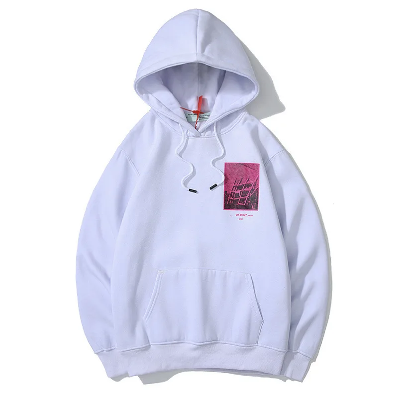 

2019 Autumn And Winter Rose Red Arrowhead Architecture behind Tilt Small Arrowhead plus Velvet Hoodie Men And Women Couple Cloth