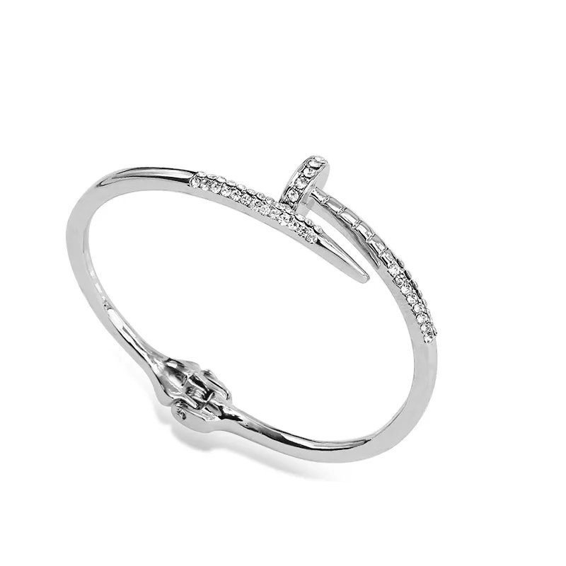 Alloy-silver Обычная титановая сталь гвозди из нержавеющей стали браслет серебро золото кожаные браслеты для щиколоток, для панков для женщин мужчин лучший подарок ювелирные изделия - Окраска металла: Alloy-silver