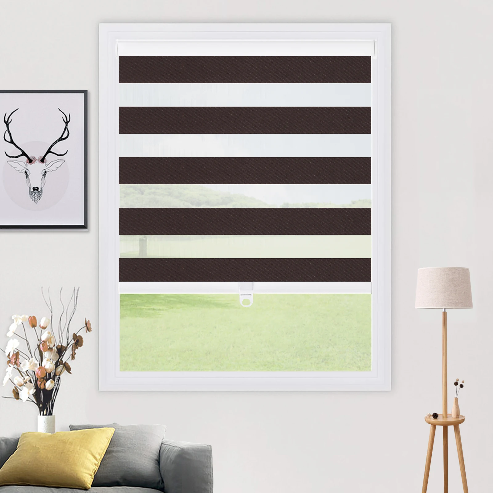100% Blackout Zebra Blinds Cordless Waterproof Double Layer Shades for Kichen Room/ Children's room Curtains Custom Size | Дом и сад
