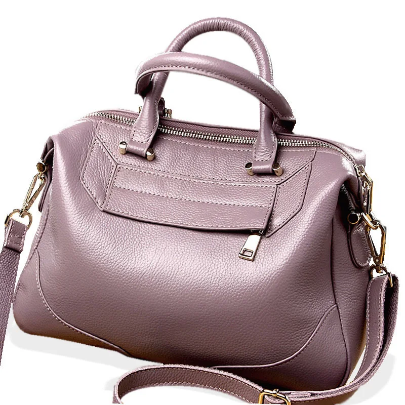 

Ougger Small Luxury Handbags Women Bags Shoulder Bags Elegant Style Purple Genuine Leather Shell Bag for Afternoon tea