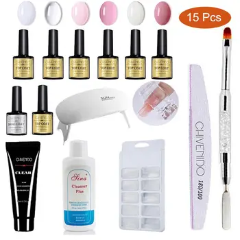

15 Pcs Nail Set PolyGel Nail Extension Kit 3 Colors Quick Drying Phototherapy Kit Gel Nail Polish Soak Off For Nail Art Set