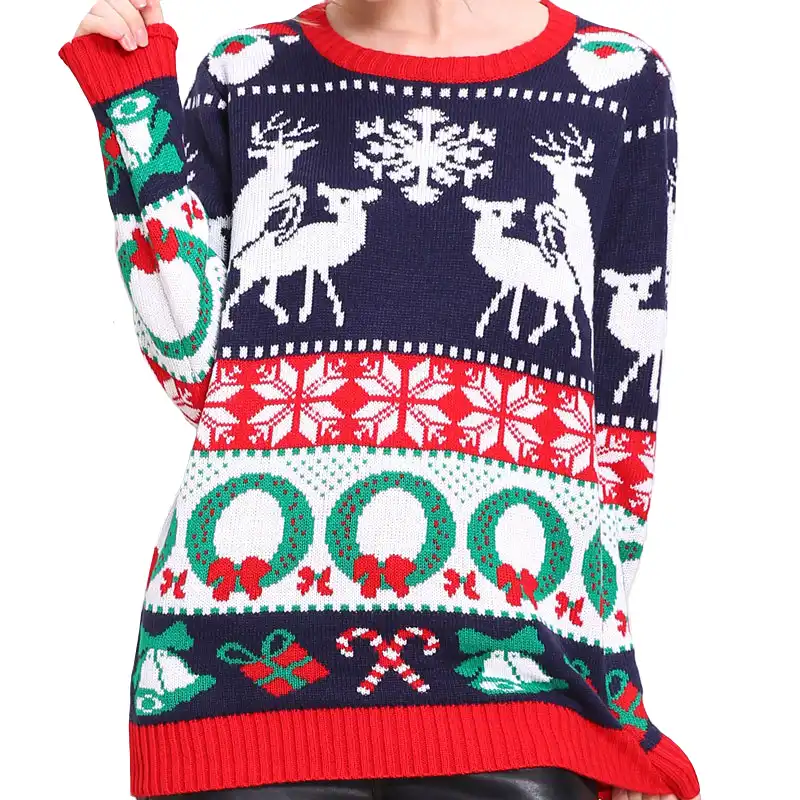 Knitted Tacky Humping Reindeer Ugly Christmas Sweater For Women Funny Female Christmas Party Knit Pullover Ugly Xmas Jumper