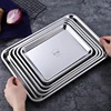 304 Thicked Stainless Steel Food Storage Tray Rectangle Oven Cake Bread Plate Flat Bottom Dishes Kitchen Tools 4