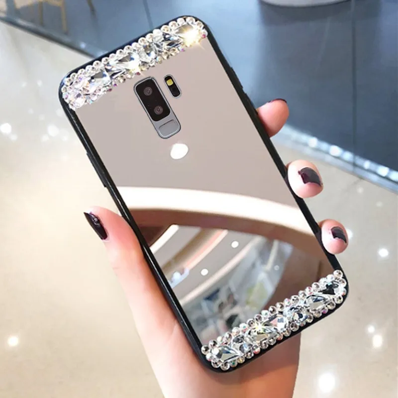 Зеркальный чехол со стразами для Samsung Galaxy A6 Plus A8 A71 A51 S10 S8 S9 A40 A50 A70 A10 A20 e A30 s телефона